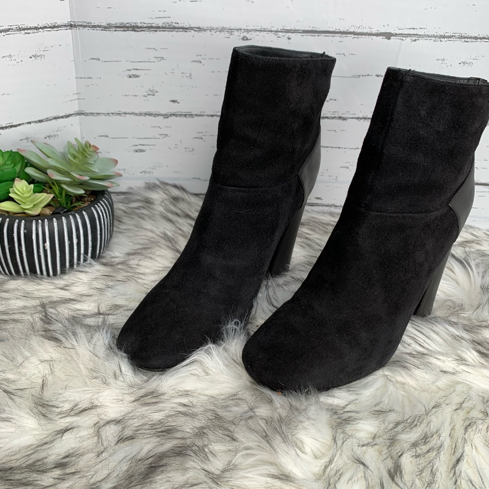 SEE BY CHLOE Luxury Minimalist Black Suede Square Toe Ankle Boots, 39.5/9.5 - Picture 5 of 14